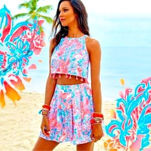 NWT LILLY PULITZER 2 Piece SELINA SET PINK SUN RAY SUMMER SIREN 🦄